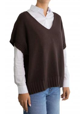 Gilet tinta unita scollo a V modello over 